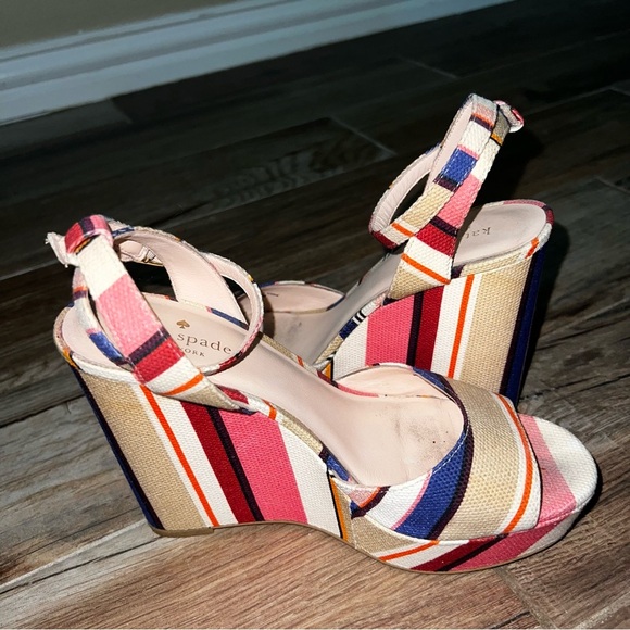 Kate Spade Stripe Dellie Derby Derbyshire Wedges - Picture 2 of 7